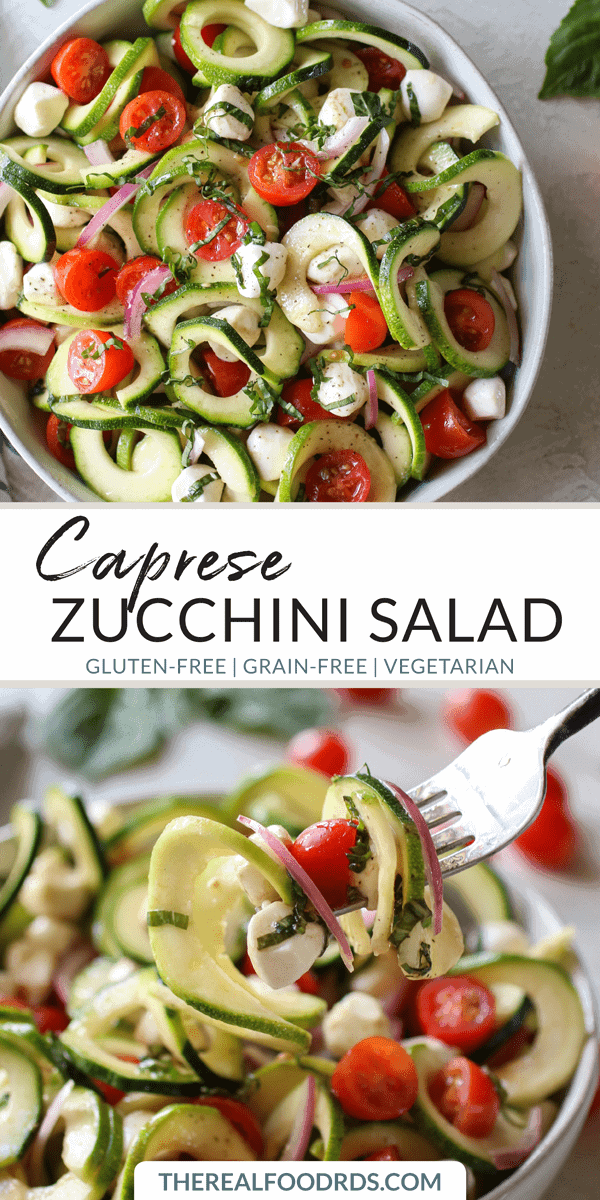 Pinterest image for Caprese Zucchini Salad with Balsamic Vinaigrette 