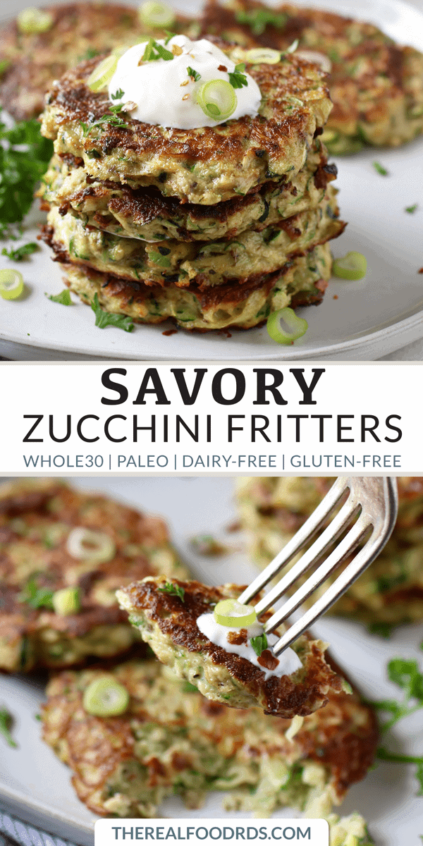 Pinterest image for Savory Zucchini Fritters