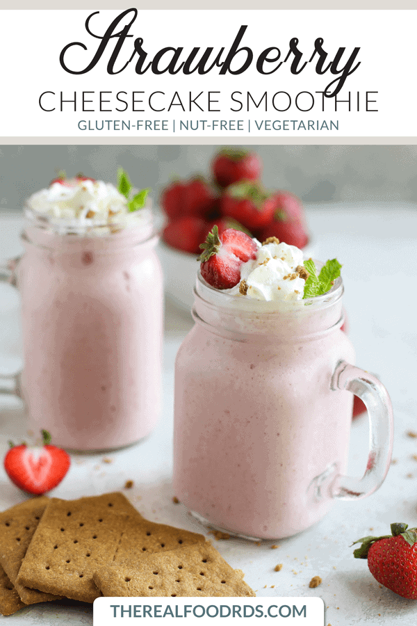 Pinterest image for Strawberry Cheesecake Smoothie