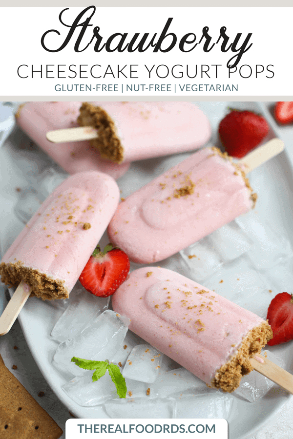 Pinterest image for Strawberry Cheesecake Yogurt Pops