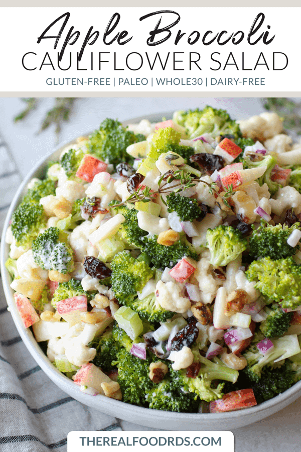 Pinterest image for Apple Broccoli Cauliflower Salad