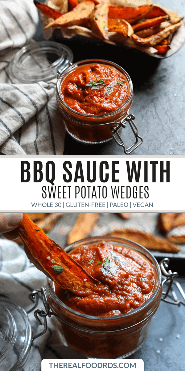 Pinterest image for BBQ Sauce with Sweet Potato Wedges