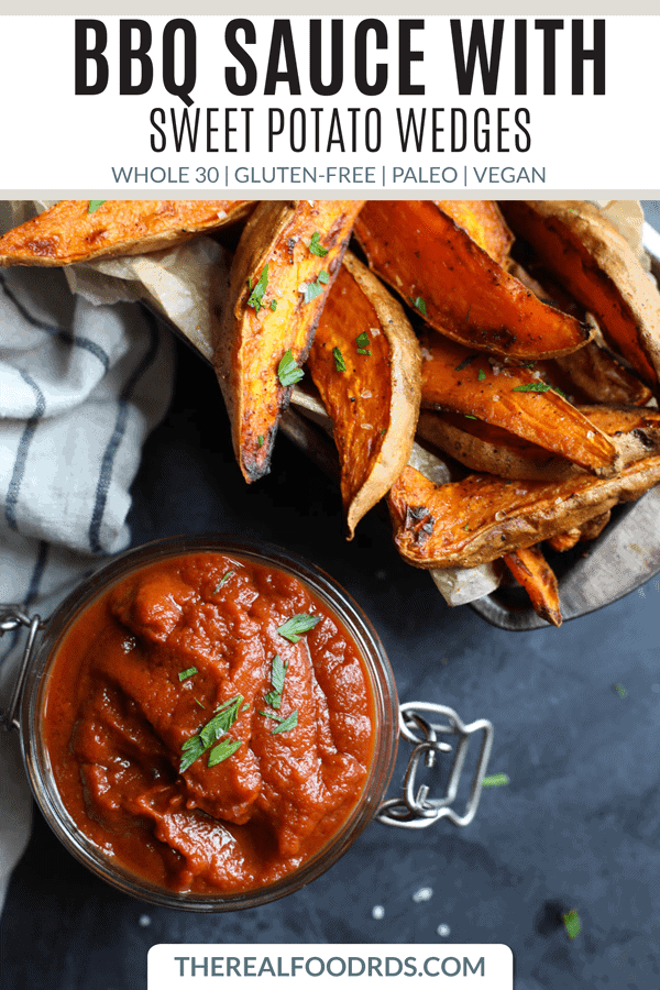Pinterest image for BBQ Sauce with Sweet Potato Wedges