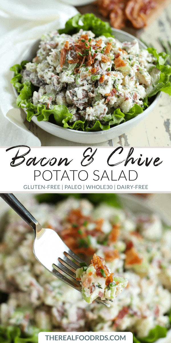 Pinterest image for Bacon & chive Potato Salad
