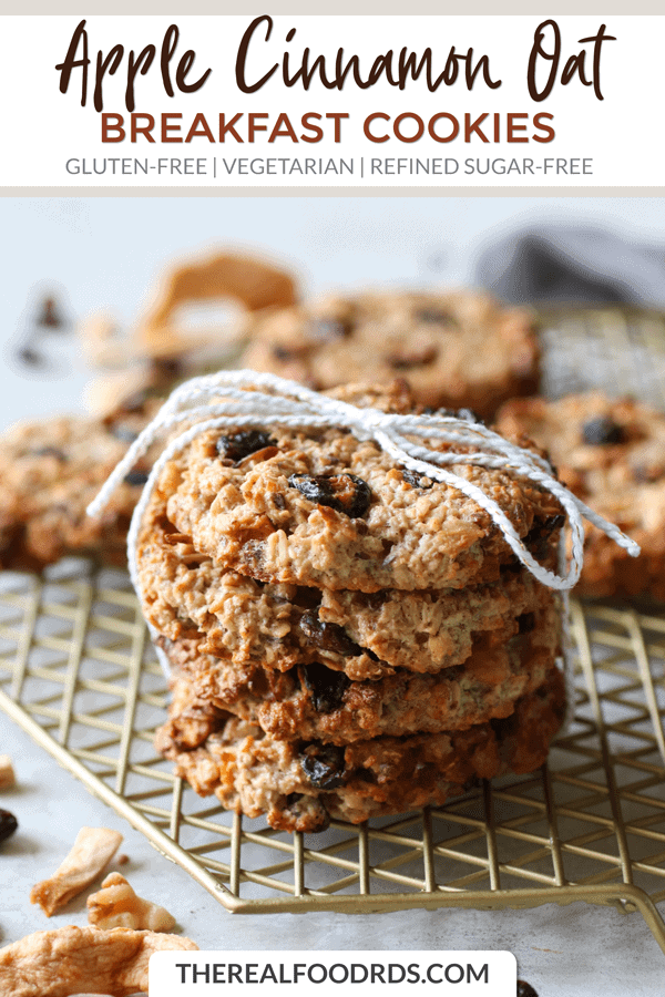 Pinterest image for Apple Cinnamon Breakfast Oat Cookies