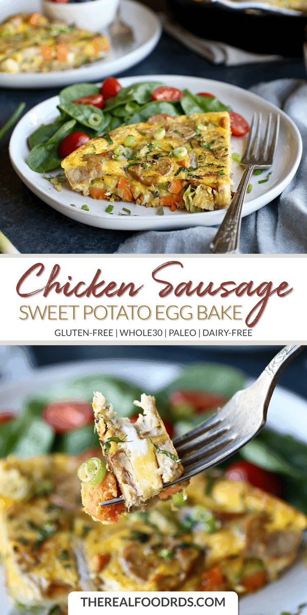 Long Pin image for Chicken Sausage Sweet Potato Egg Bake