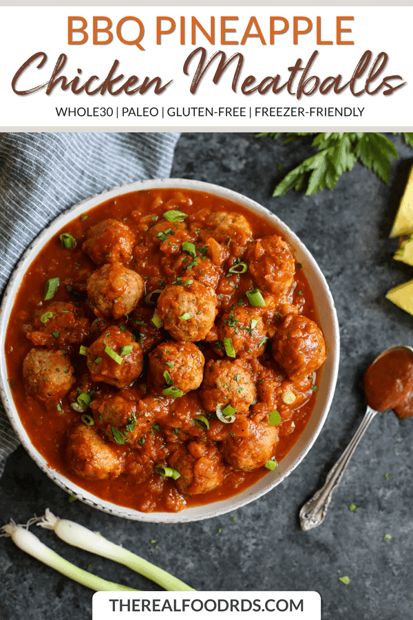 Short Pin Image of BBQ Pineapple Chicken Meatballs