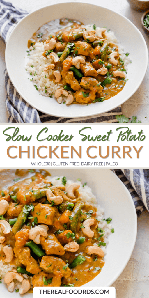 Long Pin Image for Slow Cooker Sweet Potato Chicken Curry
