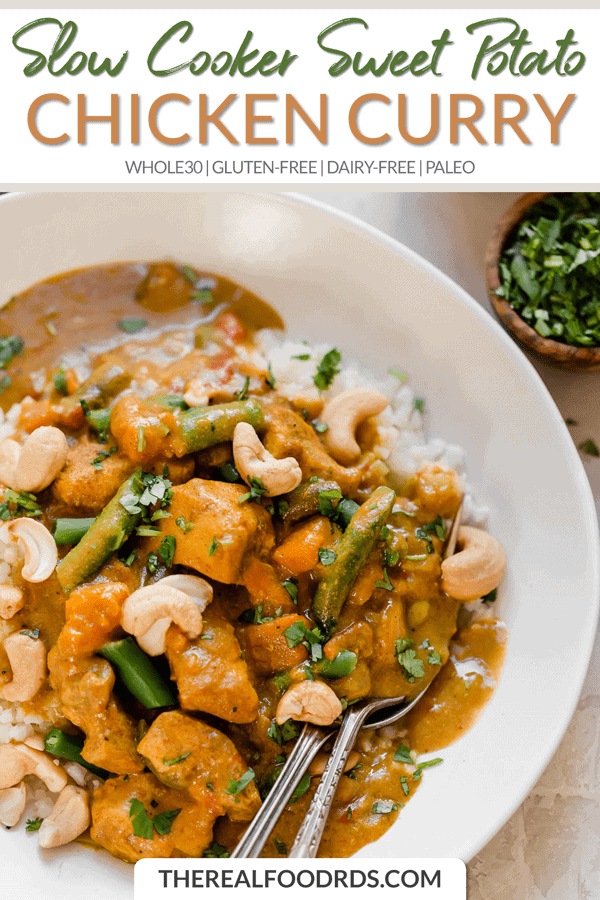 Short Pin Image for Slow Cooker Sweet Potato Chicken Curry