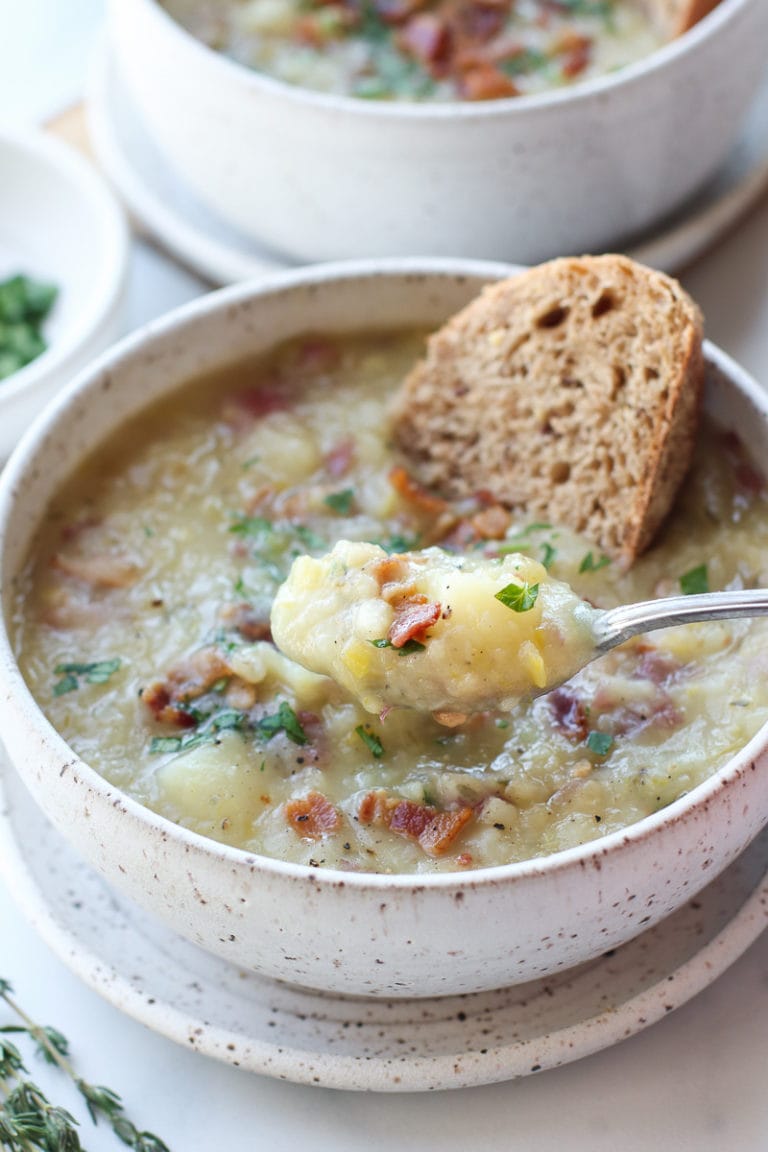 Creamy Potato Leek Soup with Bacon The Real Food Dietitians