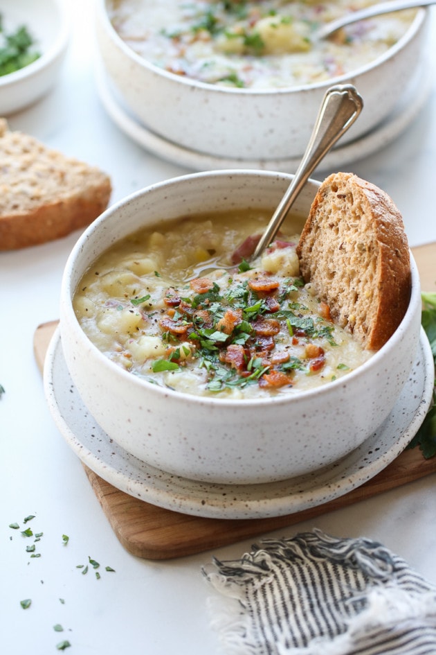 Creamy Potato Leek Soup with Bacon - The Real Food Dietitians