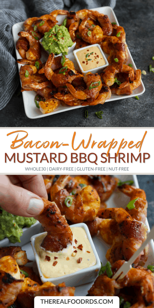 Long Pin Image for Bacon-Wrapped Mustard BBQ Shrimp