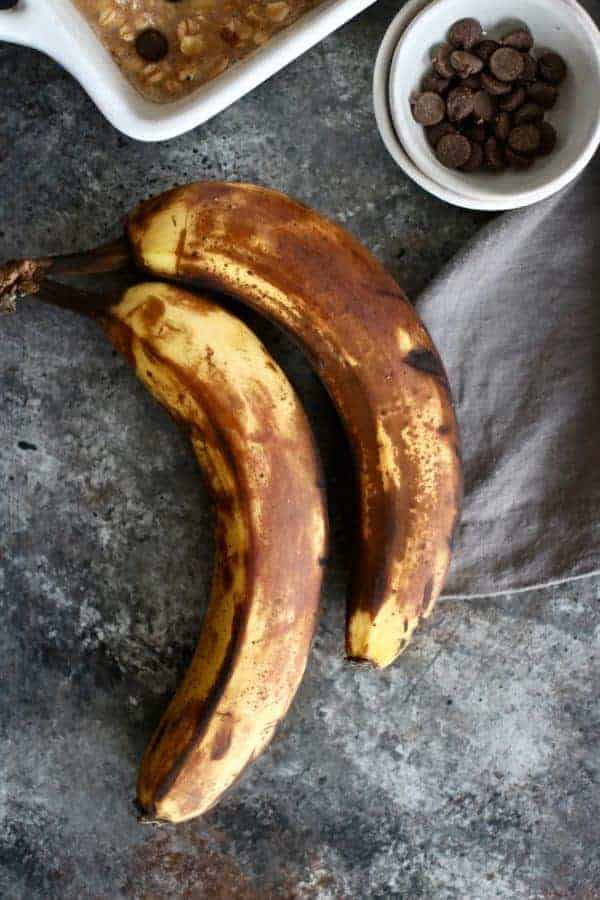 Photo of ripe bananas for the Banana Chocolate Chip Baked Oatmeal