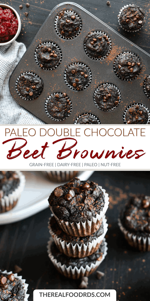 Long Pin Image for Paleo Double Chocolate Beet Brownies