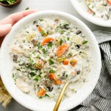 Slow Cooker Creamy Chicken and Rice Soup - Run Lift Eat Repeat