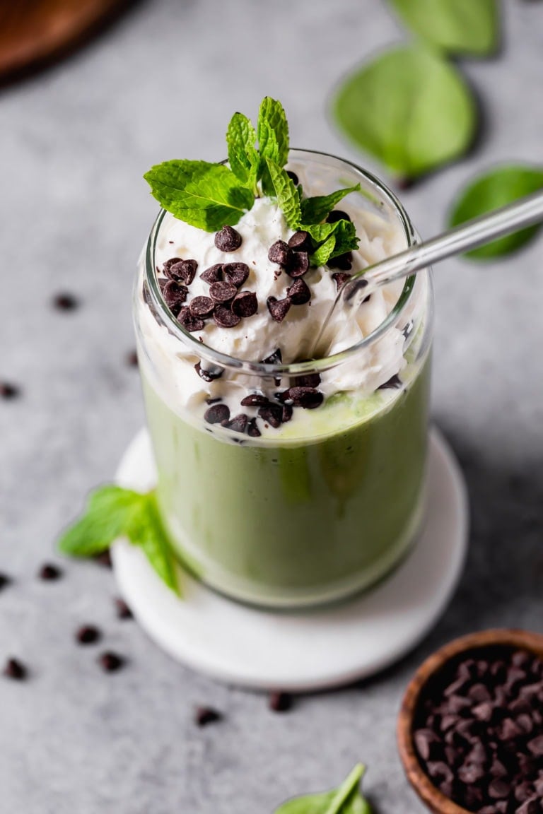 Mint Chocolate Chip Milkshake (Shamrock Shake Recipe) The Real Food Dietitians