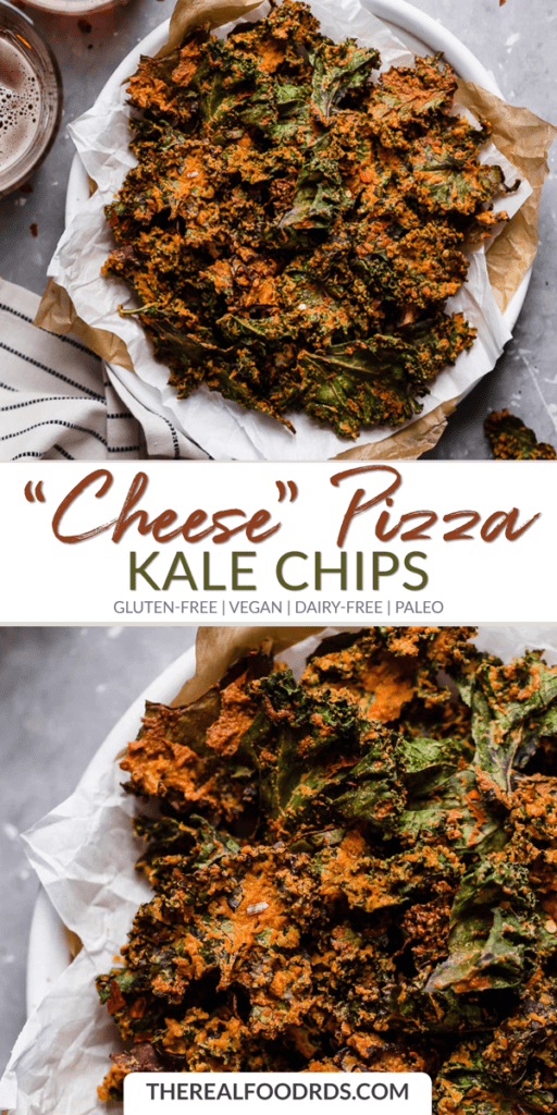 Long Pin Image for Cheese Pizza Kale Chips