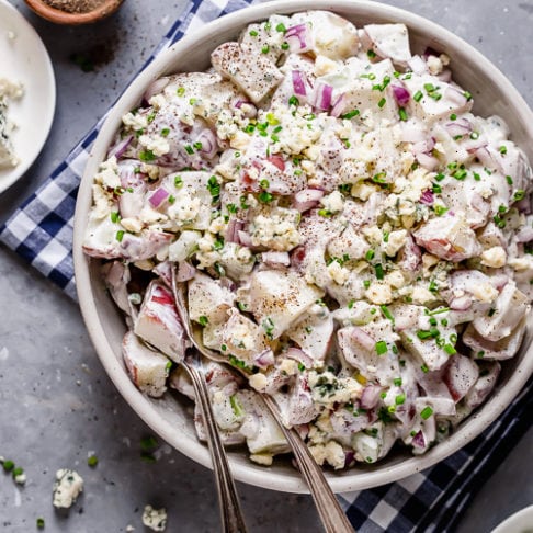 Blue Cheese Potato Salad with Chives (Gluten Free, Egg Free) - The Real ...