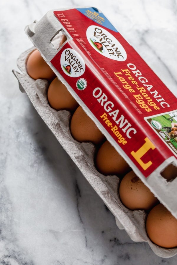 Photo of a carton of Organic Valley Eggs for the Breakfast Pizza with Hash Brown Crust.