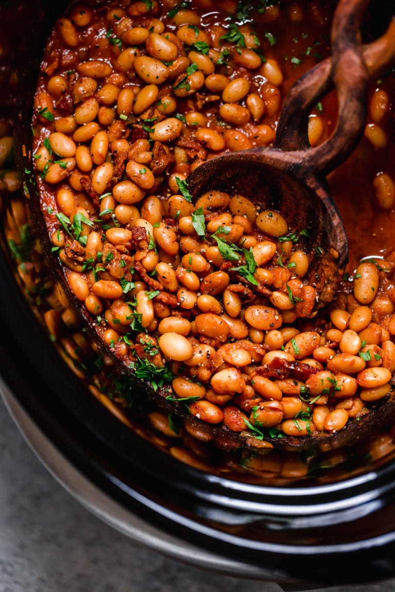 Slow Cooker Baked Beans with Bacon - The Real Food Dietitians