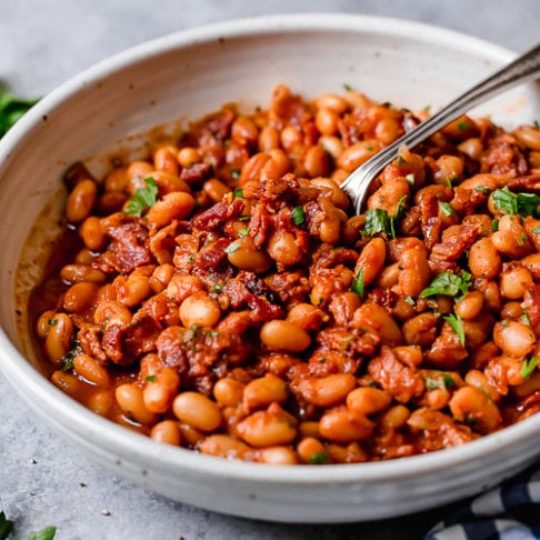 Crockpot Baked Beans with Bacon (Easy, Sweet, and Saucy) - The Real ...