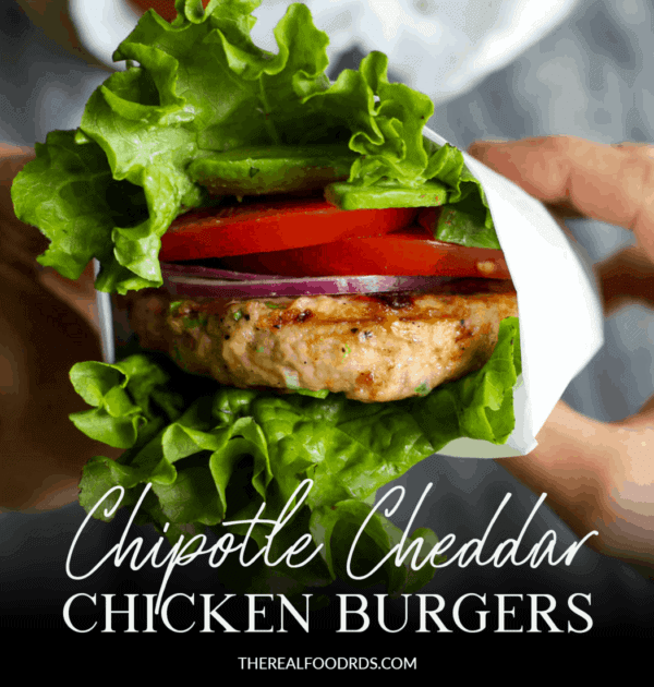 Pin Image for Chipotle Cheddar Chicken Burgers in a lettuce wrap