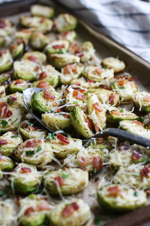 Parmesan Roasted Brussels Sprouts With Bacon The Real Food Dietitians