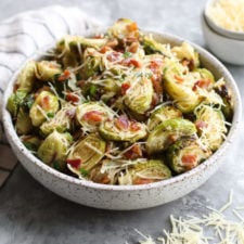 Parmesan Roasted Brussels Sprouts with Bacon
