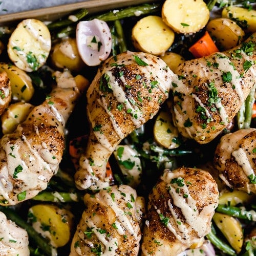 One-Pan Chicken Caesar Veggie Bake