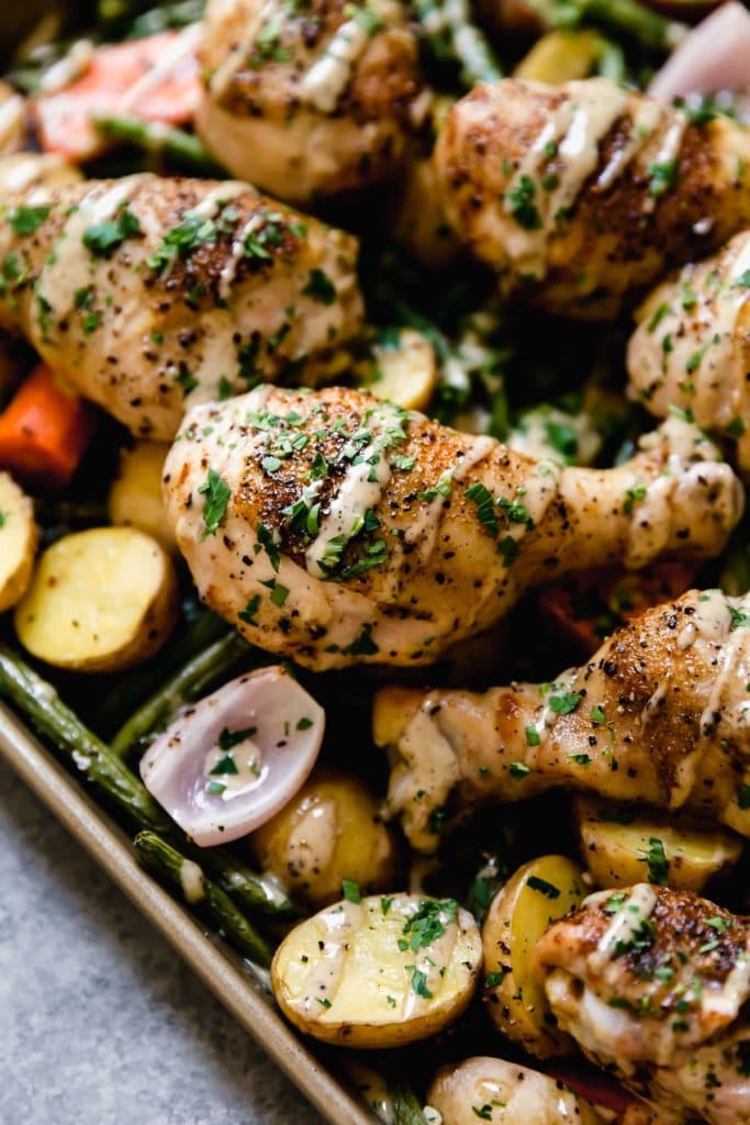 One-Pan Chicken Caesar Veggie Bake