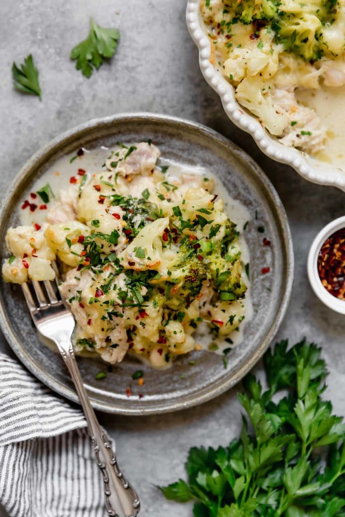 Broccoli Cauliflower Cheddar Chicken Casserole