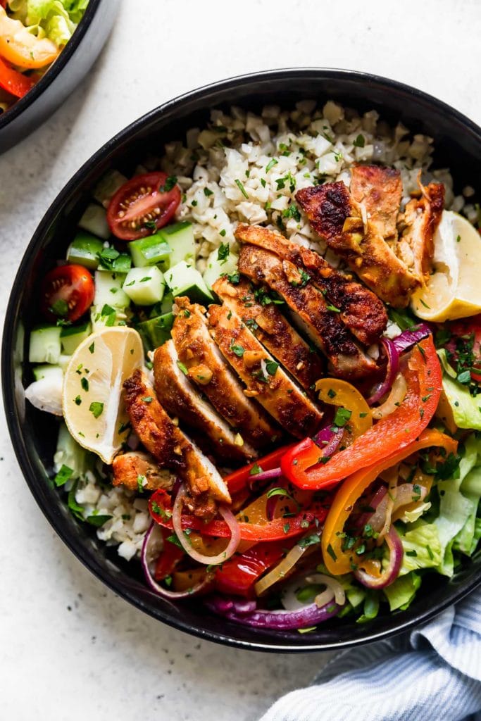 Easy Sheet Pan Chicken Shawarma Bowls with Veggies - The Real Food ...