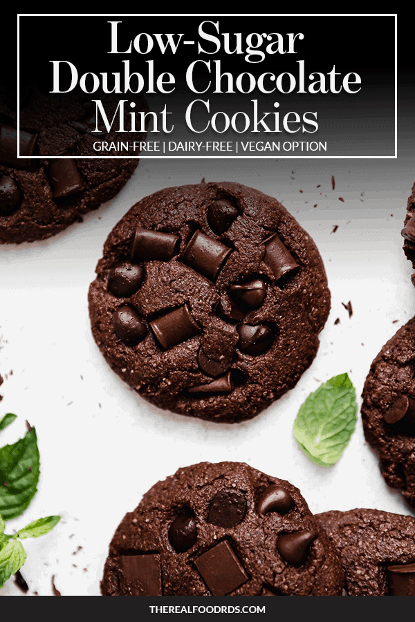 Pin image for Low Sugar Double Chocolate Mint Cookies