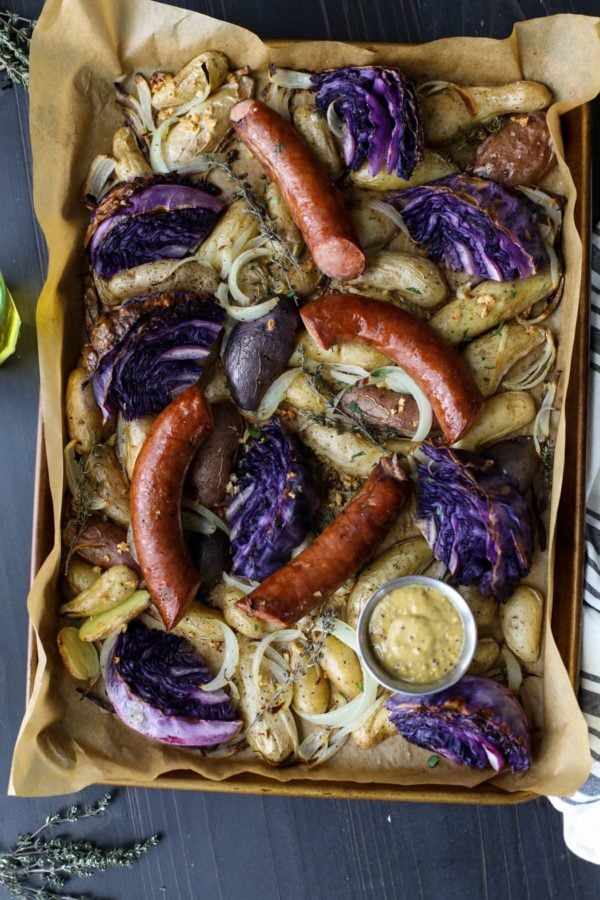 Sheet Pan Kielbasa Cabbage and Potatoes is a simple, budget-friendly meal that features the best of winter veggies. 