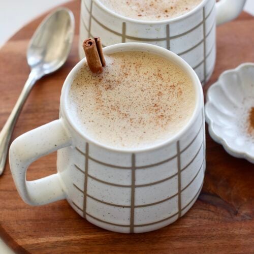 Close up view of a Cinnamon Coconut Latte