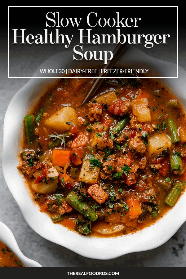 Pin image for Slow Cooker Healthy Hamburger Soup