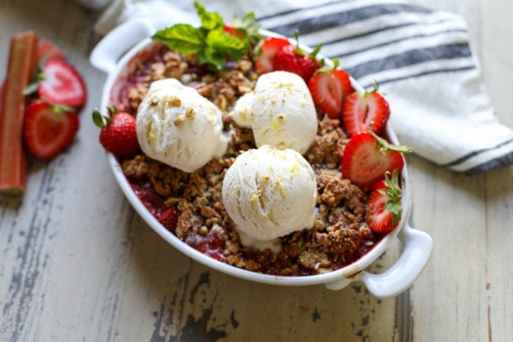 Grain-Free Strawberry-Rhubarb Crisp - The Real Food Dietitians