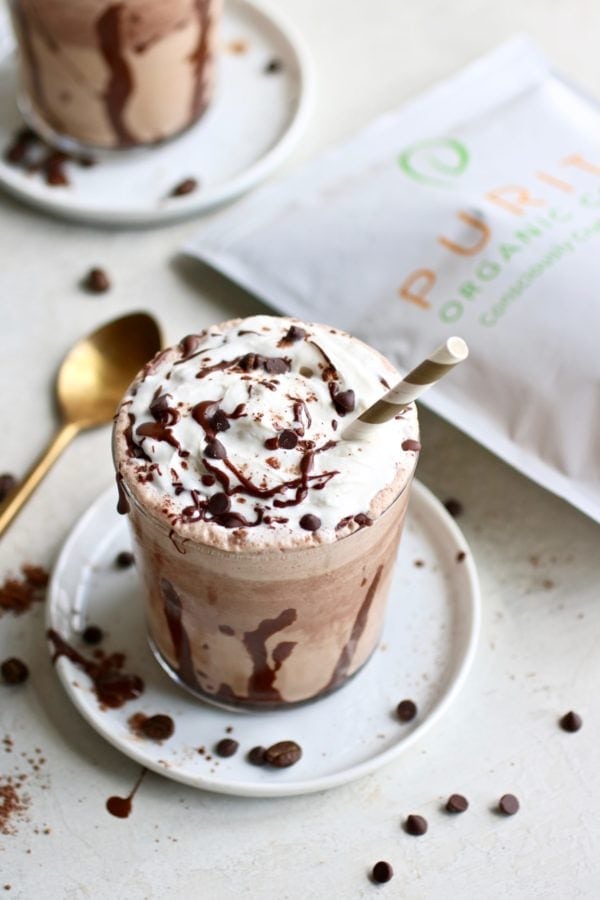 Healthy Mocha Frappe ready to be enjoyed