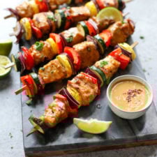 Grilled Pork Kebabs with Peanut Sauce-image