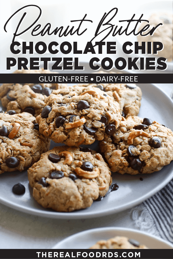 Pin image for Peanut Butter Chocolate Chip Pretzel Cookies