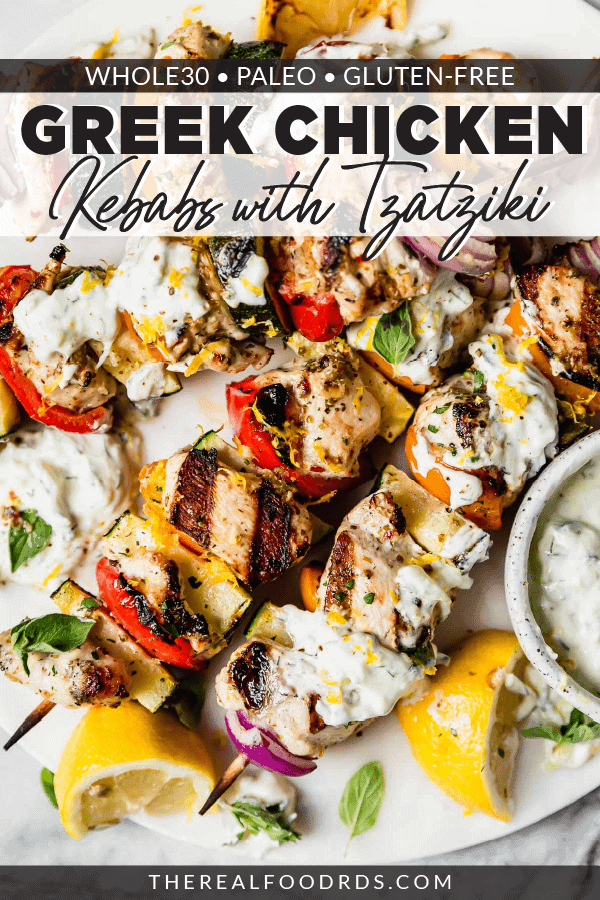 Pin image for Grilled Chicken Kebabs with Tzatziki Sauce