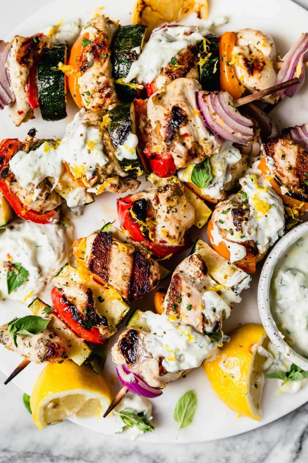 Greek Chicken Kebabs with Tzatziki Sauce - The Real Food Dietitians