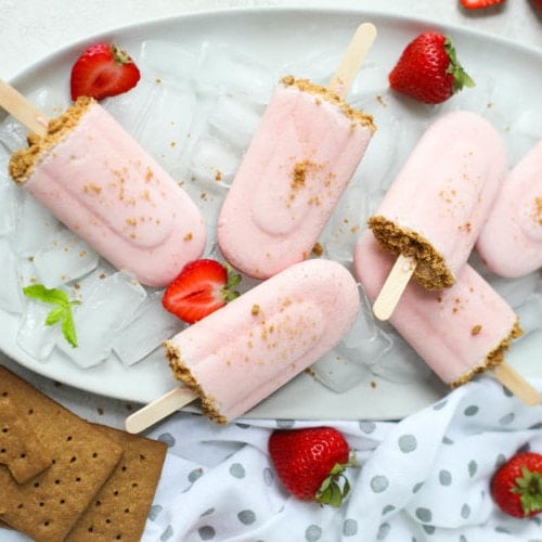 Strawberry Cheesecake Smoothie Pops Ready to Serve