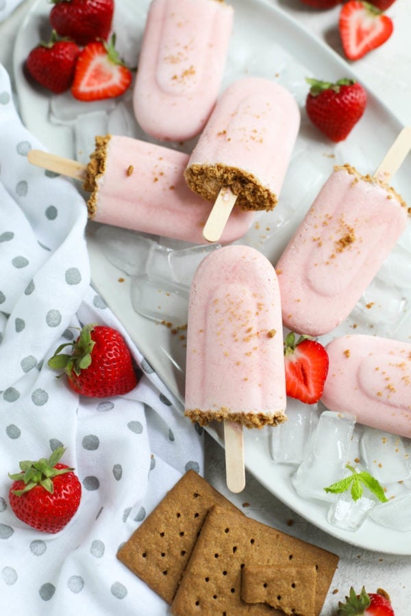 Strawberry Cheesecake Smoothie Pops Ready to Serve