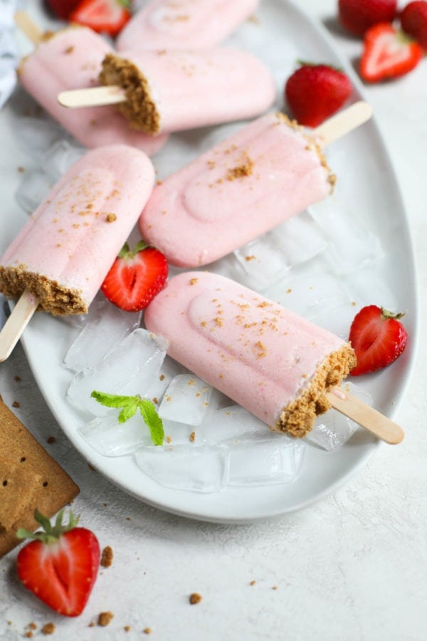 Strawberry Cheesecake Smoothie Pops Ready to Serve