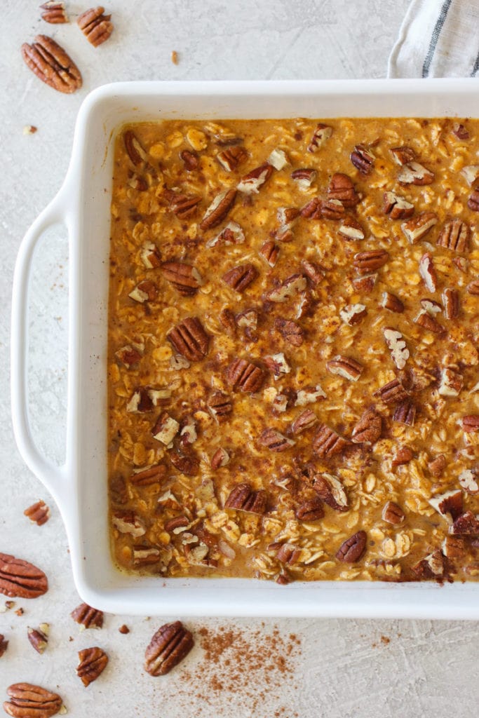 Pumpkin Baked Oatmeal with Toasted Pecans - The Real Food Dietitians