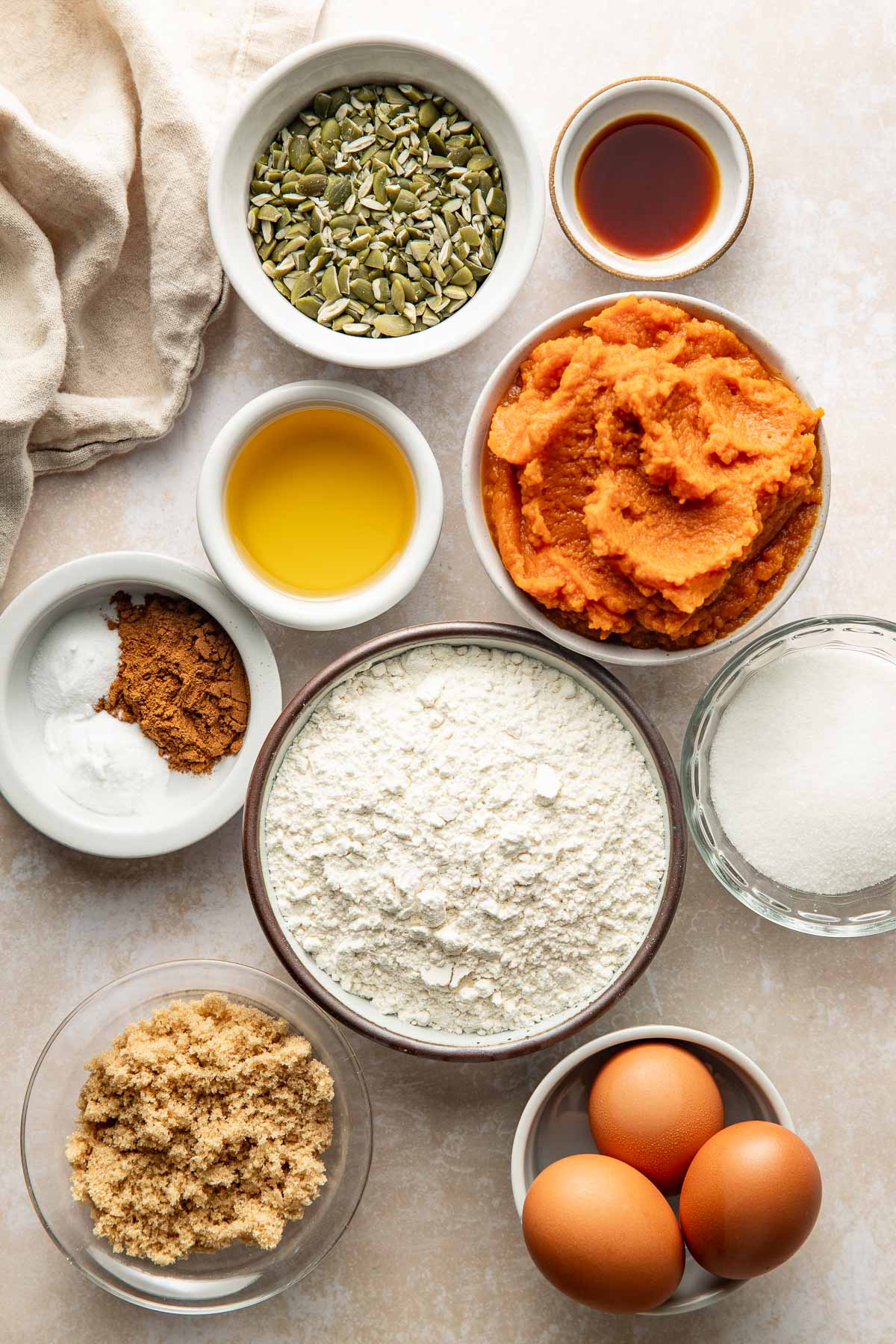 Ingredients to make pumpkin bread.