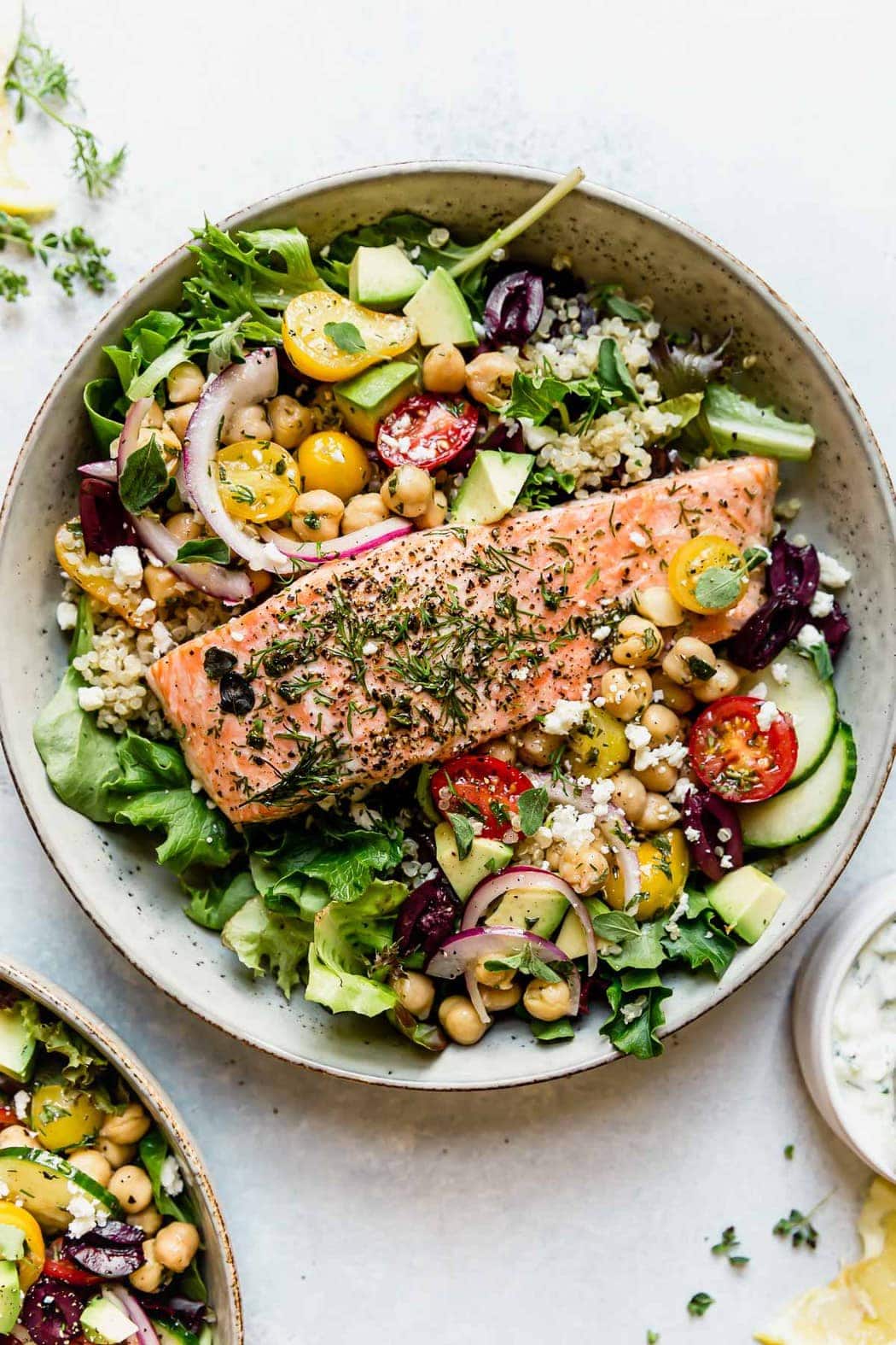 Mediterranean Bowl with Salmon - The Real Food Dietitians