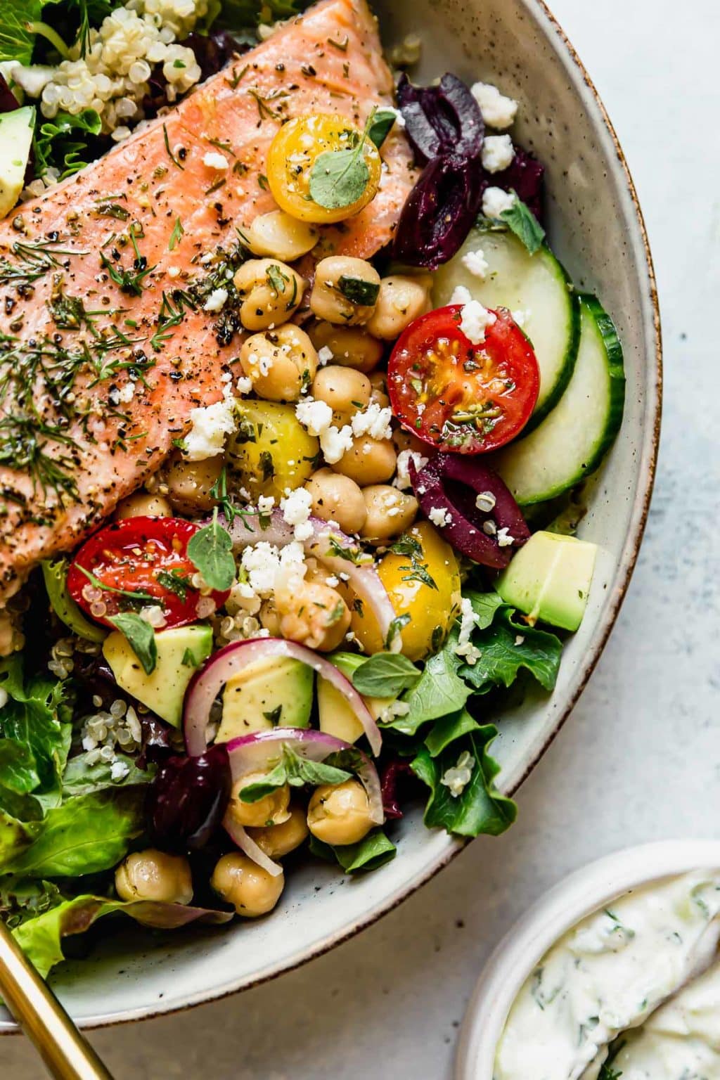 Mediterranean Bowl with Salmon - The Real Food Dietitians