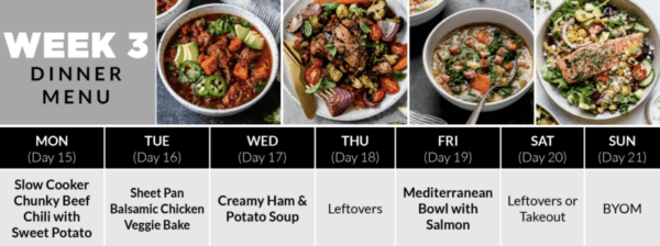 4-Week Healthy Meal Plan With Grocery List - The Real Food Dietitians